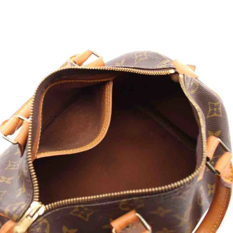 LOUIS VUITTON Monogram Speedy 25 Handbag, Brown, Coated Canvas - ShopShops