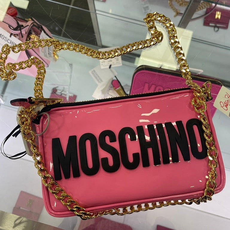 Moschino Pink Logo Crossbody Shoulder Bag - ShopShops
