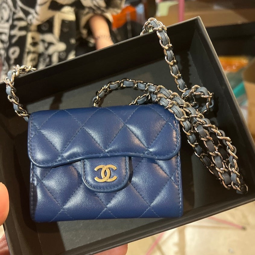 Preloved Chanel Blue Wallet on Chain Bag - ShopShops