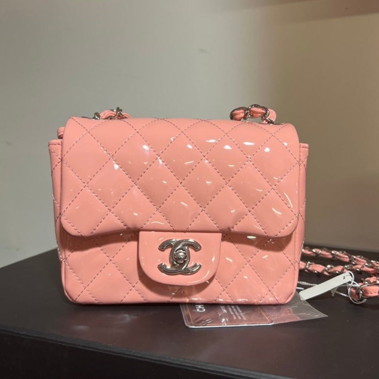 Preloved Chanel Pink Patent Mini Square Bag - ShopShops