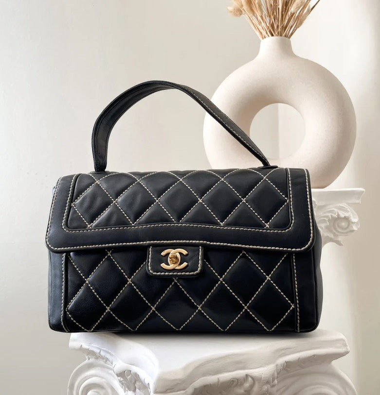 Chanel Wild Stitch Top Handle Flap Bag - ShopShops