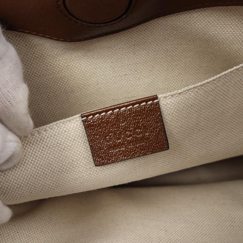 Gucci Horsebit GG Canvas Handbag Tote Bag Canvas Leather Beige Brown 868608 - ShopShops
