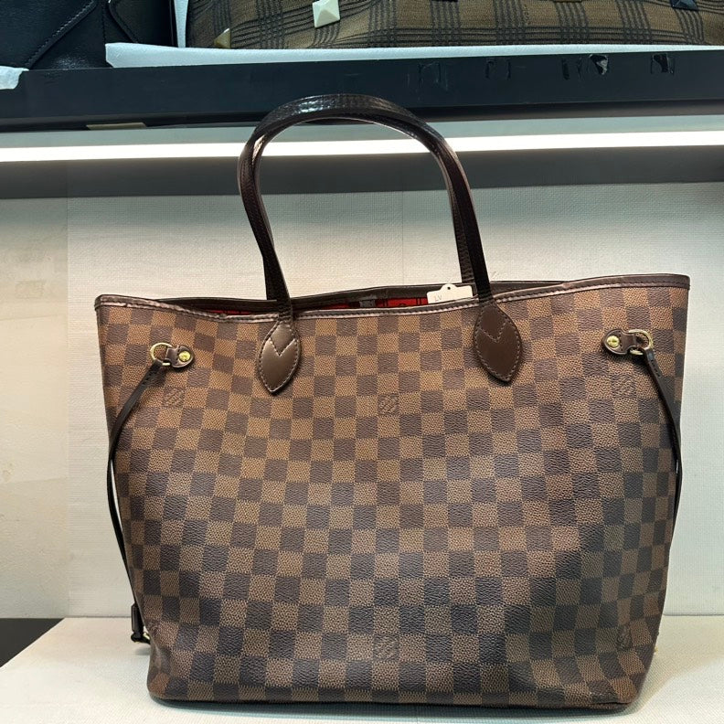 Pre-Loved Louis Vuitton Damier Ébène Neverfull MM Tote Bag 129492 - ShopShops