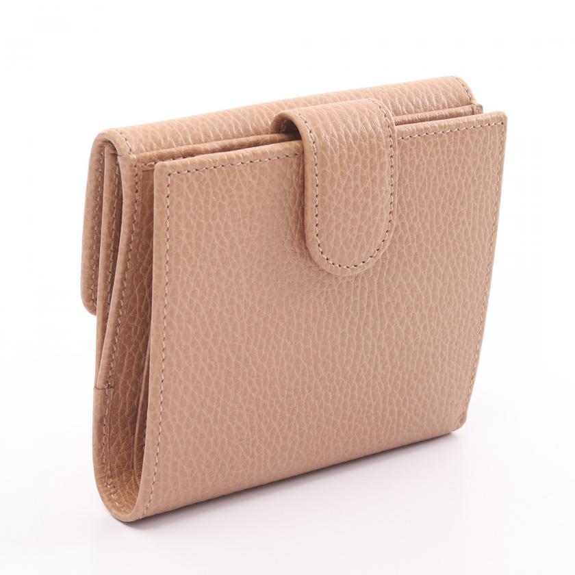 Pre-Loved Gucci Interlocking G Bi-Fold Wallet W Hook Wallet Leather Beige 886177 - ShopShops
