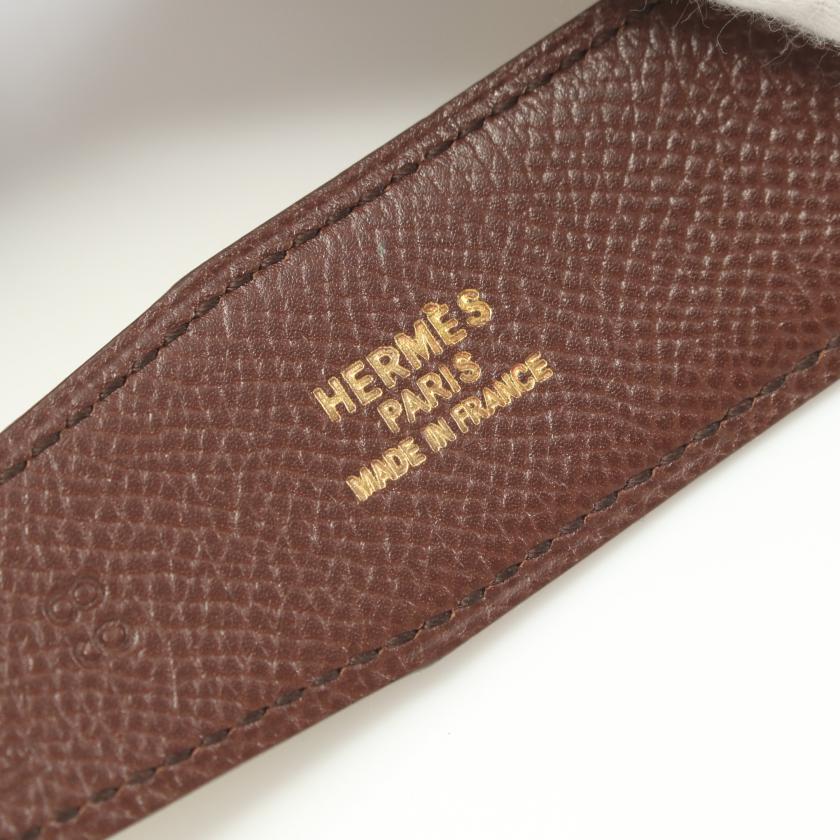 Pre-Loved Hermes Constance H-Belt Belt Box Calf Courchevel Ivory Brown Gold Hardware Reversible B Stamp (Manufactured Around 1998) 885703 - ShopShops
