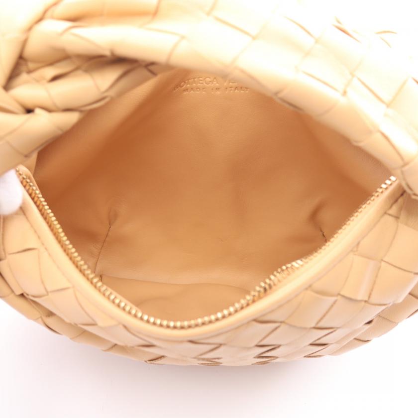 Bottega Veneta Mini Jody Handbag Leather Beige 885609 - ShopShops