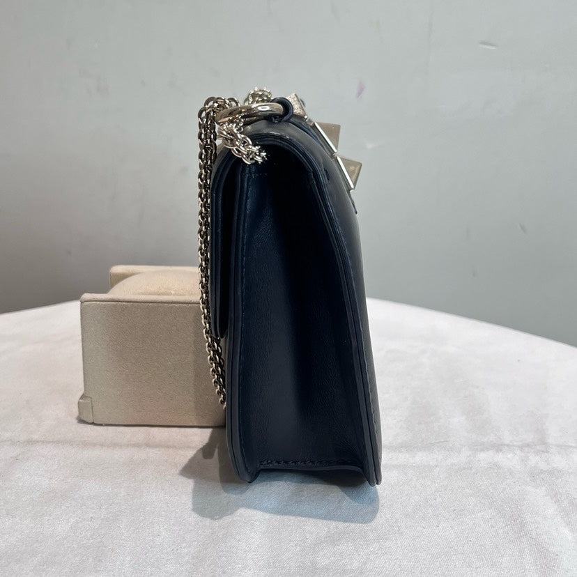 Valentino Rockstud Rivet Pendant Lock All-Black Small Square Bag - ShopShops
