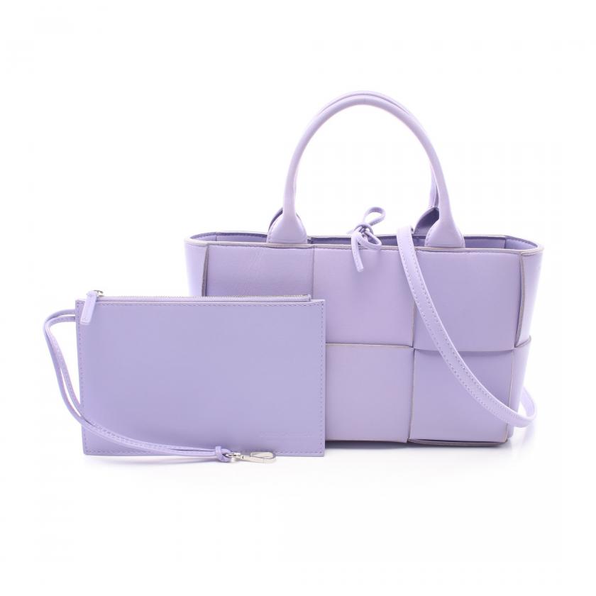 Pre-Loved Bottega Veneta Arco Intrecciato Handbag Tote Bag Leather Purple 2way 887392 - ShopShops