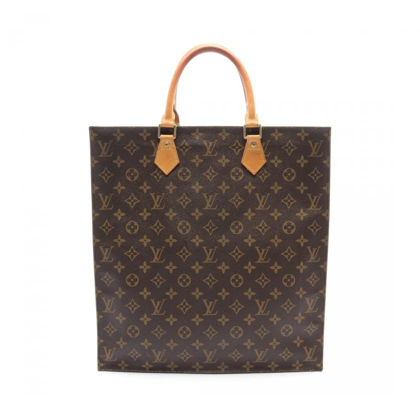Pre-Loved Louis Vuitton Sac Plat Monogram Handbag Tote Bag Pvc Leather Brown 887421 - ShopShops