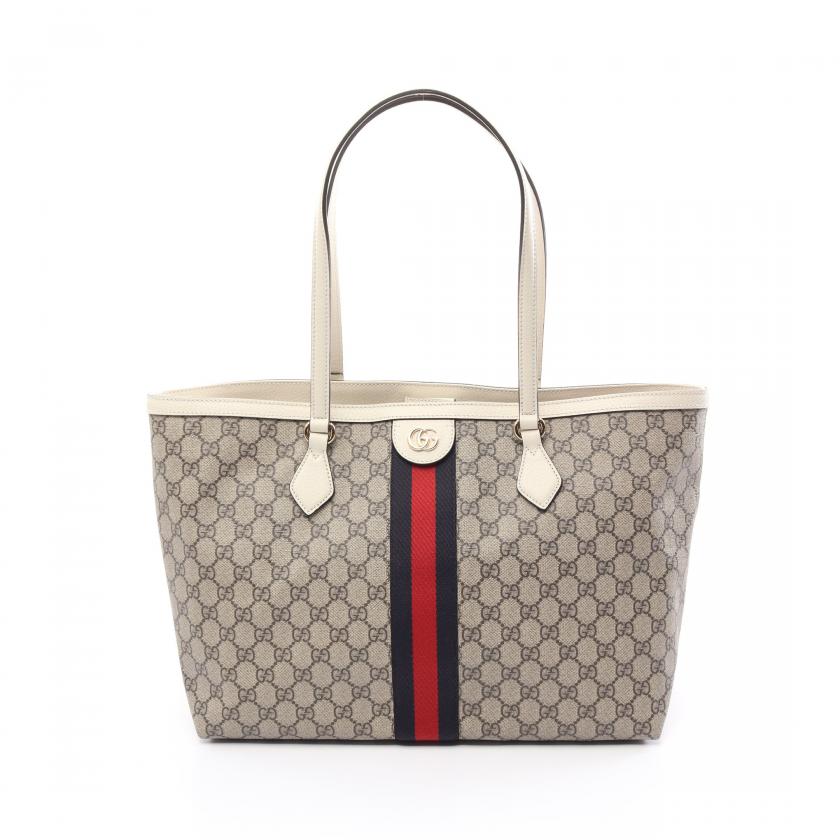 Pre-Loved Gucci Ophidia GG Supreme Medium Shoulder Bag Tote Bag Pvc Leather Beige Multicolor 887546 - ShopShops