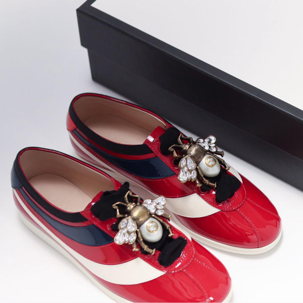 Gucci Falacer Patent Leather Sneakers, Brand New - ShopShops