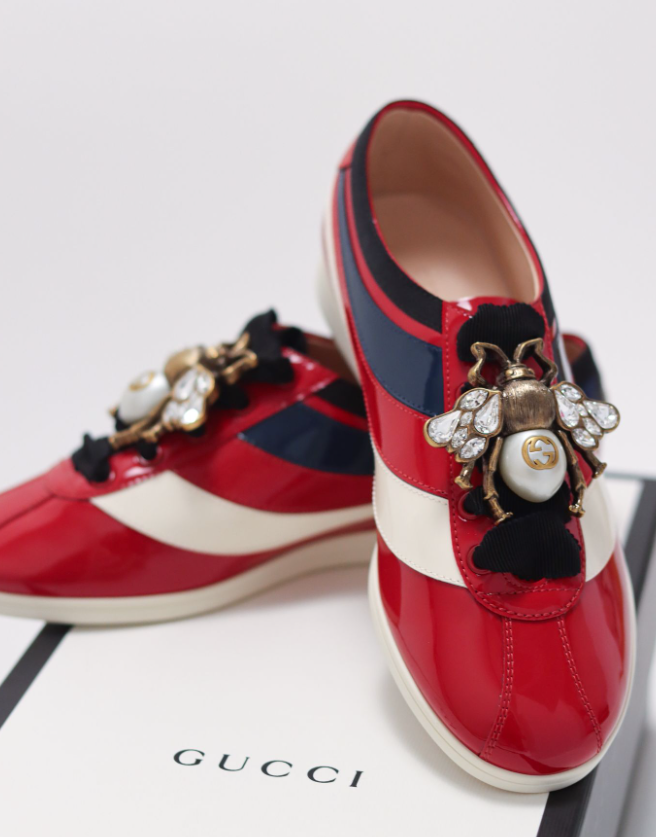 Gucci Falacer Patent Leather Sneakers, Brand New - ShopShops