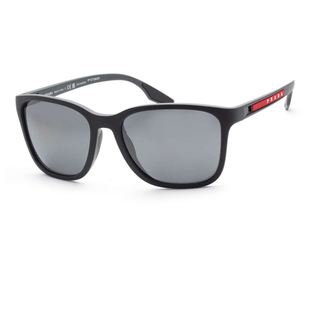 Prada Men's PS03QS-DG00A7-57 Linea Rossa 57mm Black Rubber Sunglasses - ShopShops