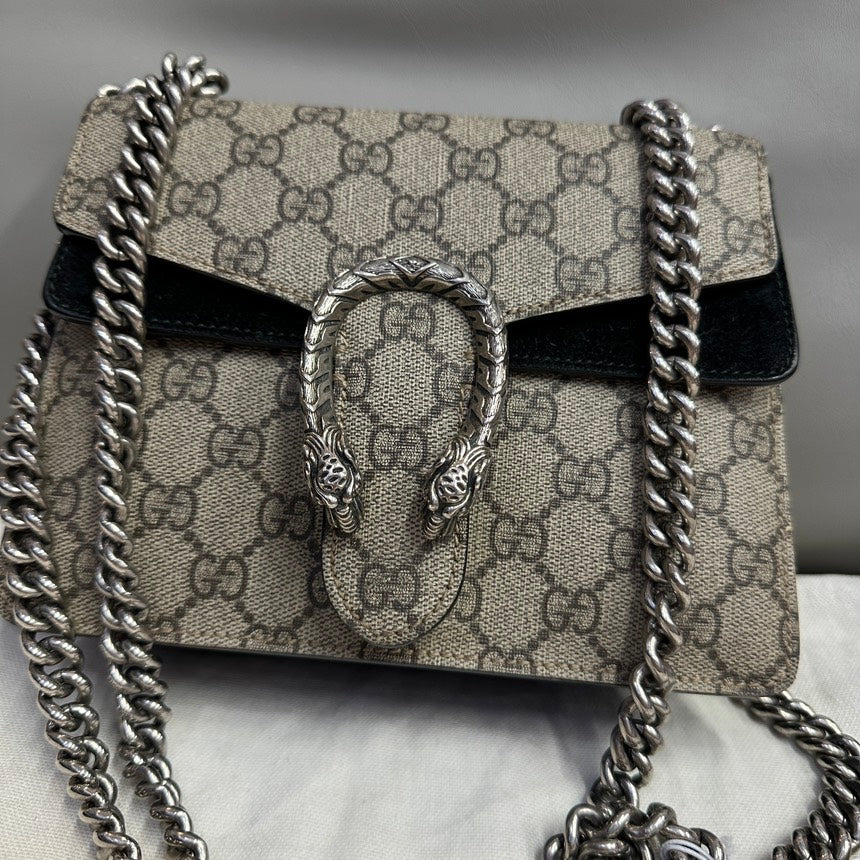 Gucci Dionysus Gg Supreme Chain Shoulder Bag,Beige - ShopShops