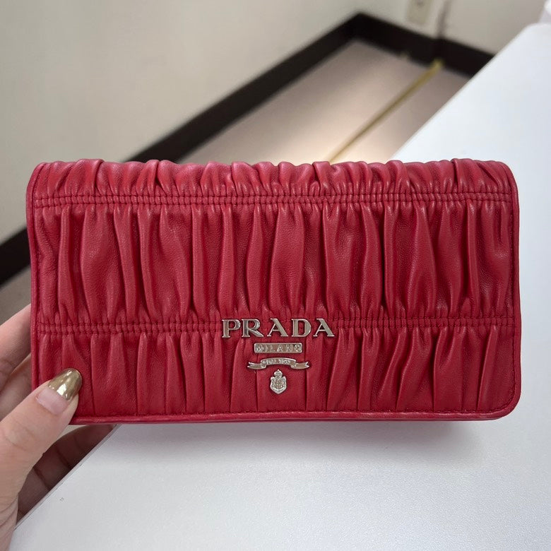 Prada Nappa Gaufre Crossbody Bag, Red, Leather - ShopShops