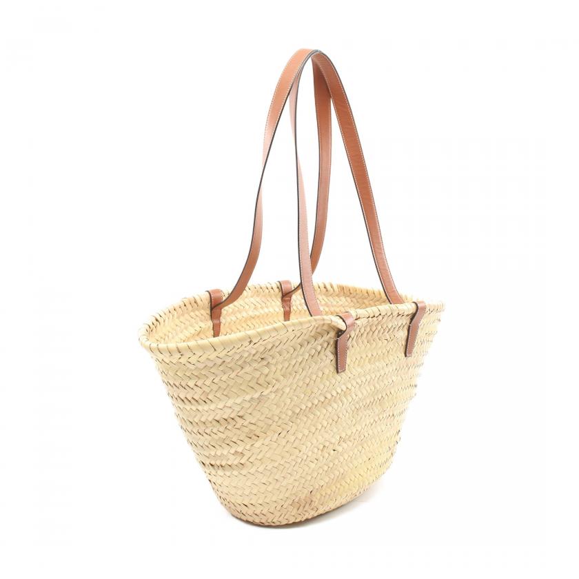 Celine Medium Triomphe Basket Basket Bag Shoulder Bag Raffia Leather Beige Brown 865108 - ShopShops