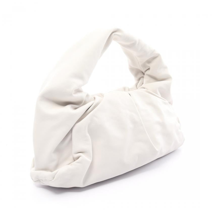 Bottega Veneta The Shoulder Pouch Handbag Leather White 876649 - ShopShops