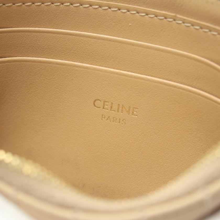 Celine Coin &Amp; Card Pouch C Charm Card Case Coin Purse Leather Beige 880110 - ShopShops