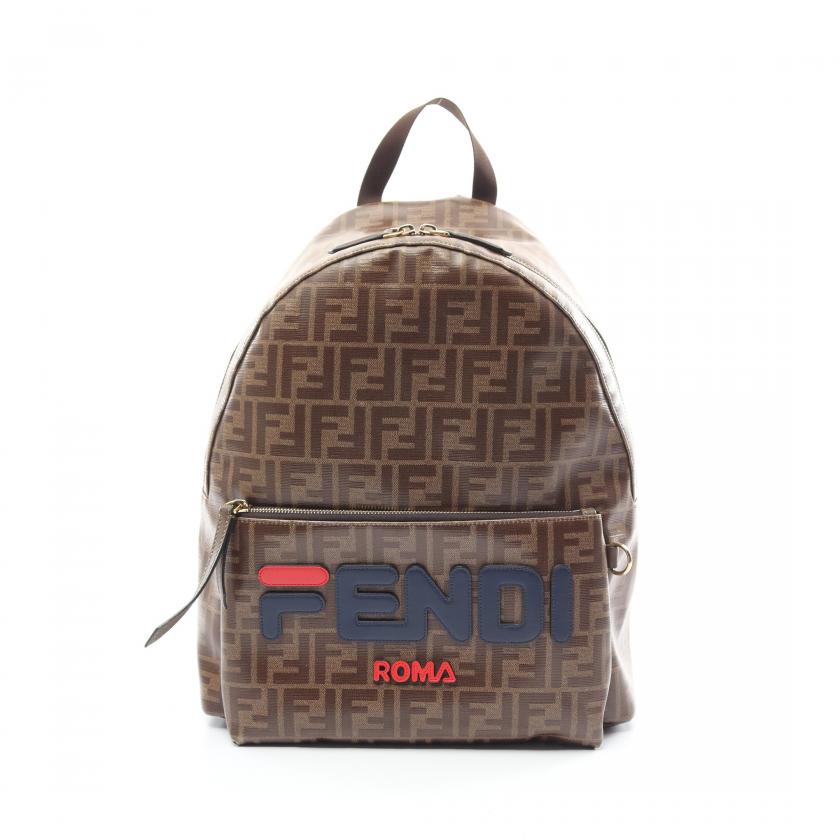 Fendi Fendi Fila Zucca Backpack Rucksack Coated Canvas Leather Brown Multicolor 879929 - ShopShops