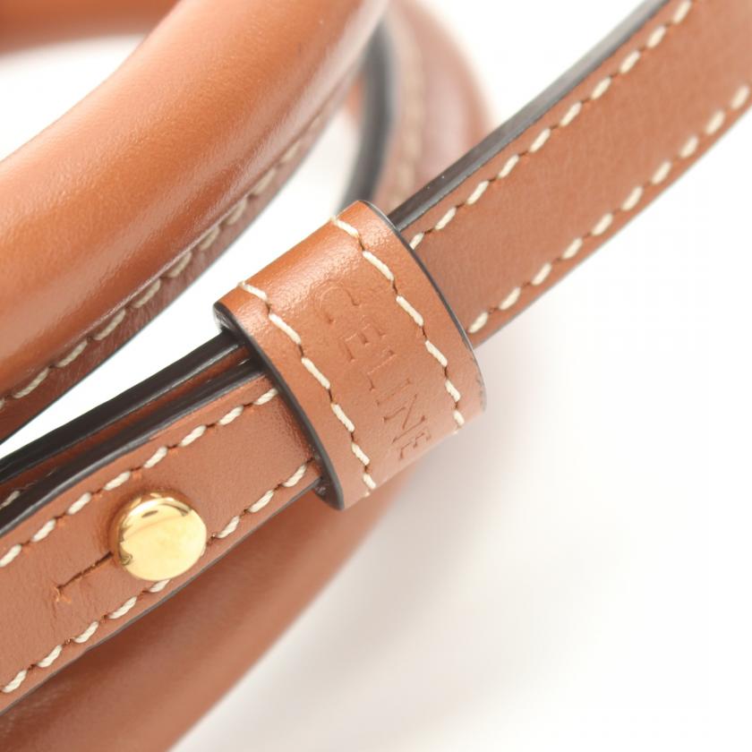 Celine Mini Vertical Cabas Salkey Handbag Canvas Leather Ivory Brown 2way 876573 - ShopShops