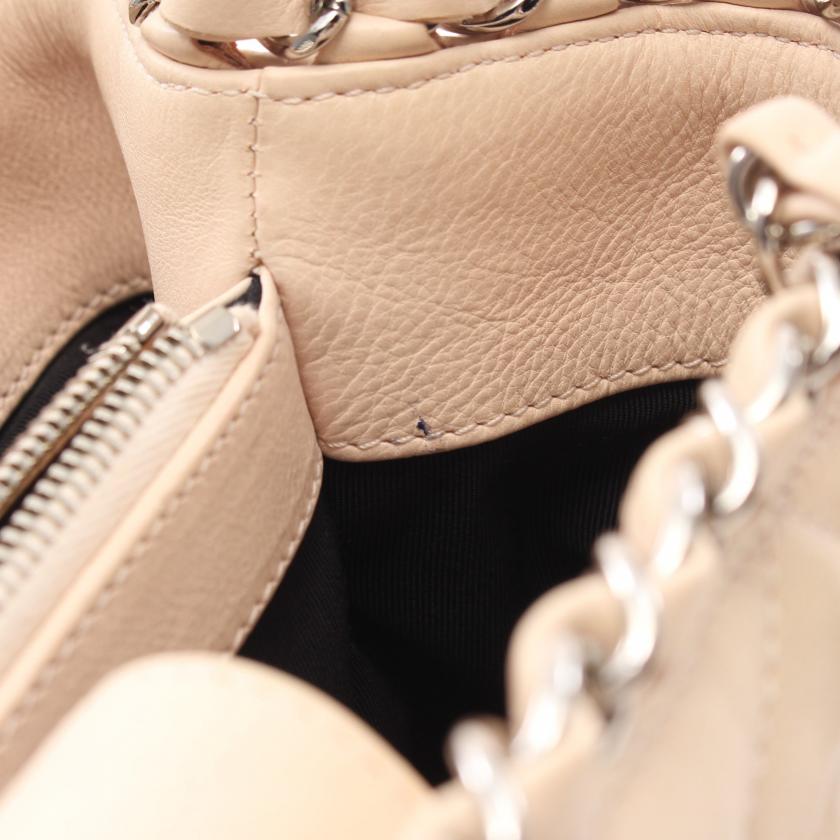 Chanel Matelasse Chain Handbag Lambskin Pink Beige Silver Hardware - ShopShops
