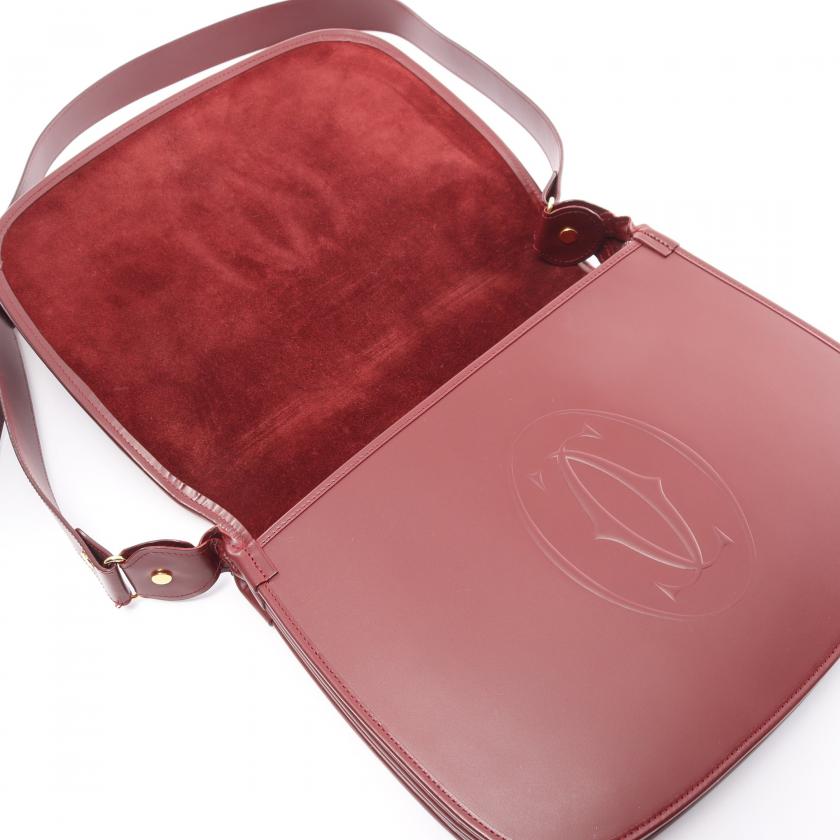 Cartier Mast Line Shoulder Bag Leather Bordeaux 881500 - ShopShops