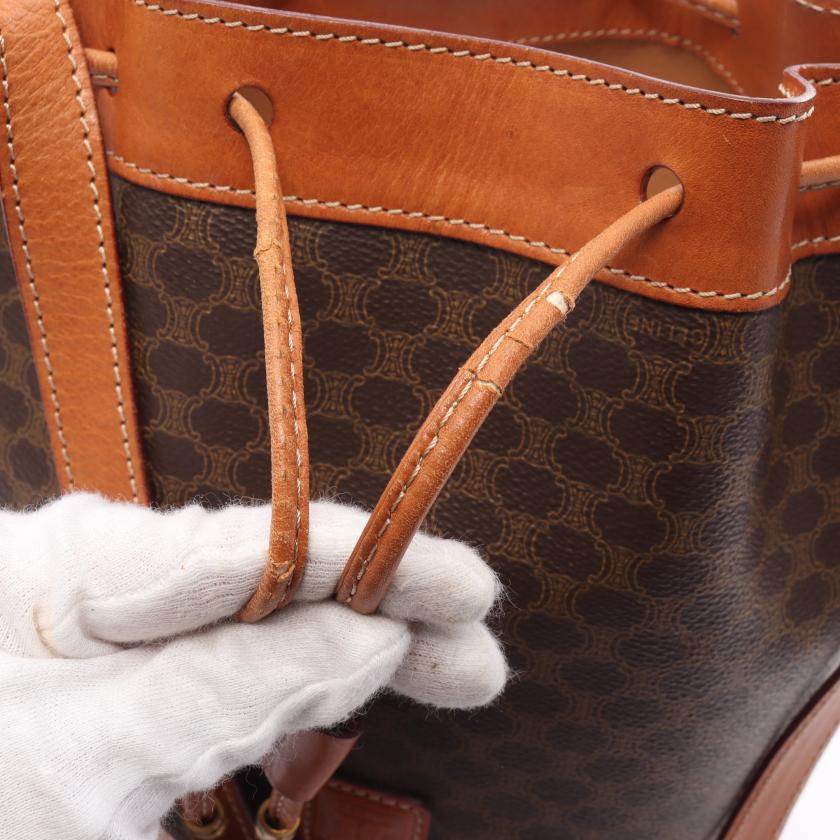 Celine Macadam Shoulder Bag PVC Leather Dark Brown Brown Purse 881539 - ShopShops