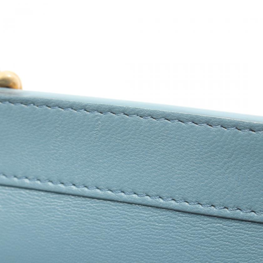 Chanel Matelasse Chain Handbag Leather Light Blue Gold Hardware 2way 881301 - ShopShops
