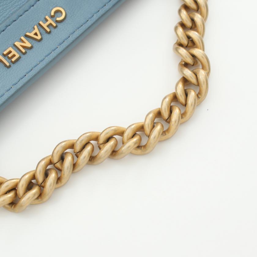 Chanel Matelasse Chain Handbag Leather Light Blue Gold Hardware 2way 881301 - ShopShops