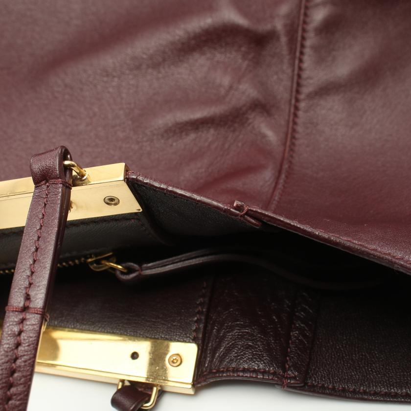 Celine Cabas Clasp Bag Shoulder Bag Tote Bag Leather Bordeaux 872769 - ShopShops