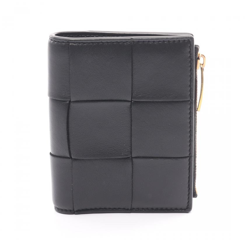 Bottega Veneta Maxi Intrecciato Bi-Fold Wallet Leather Black 881246 - ShopShops