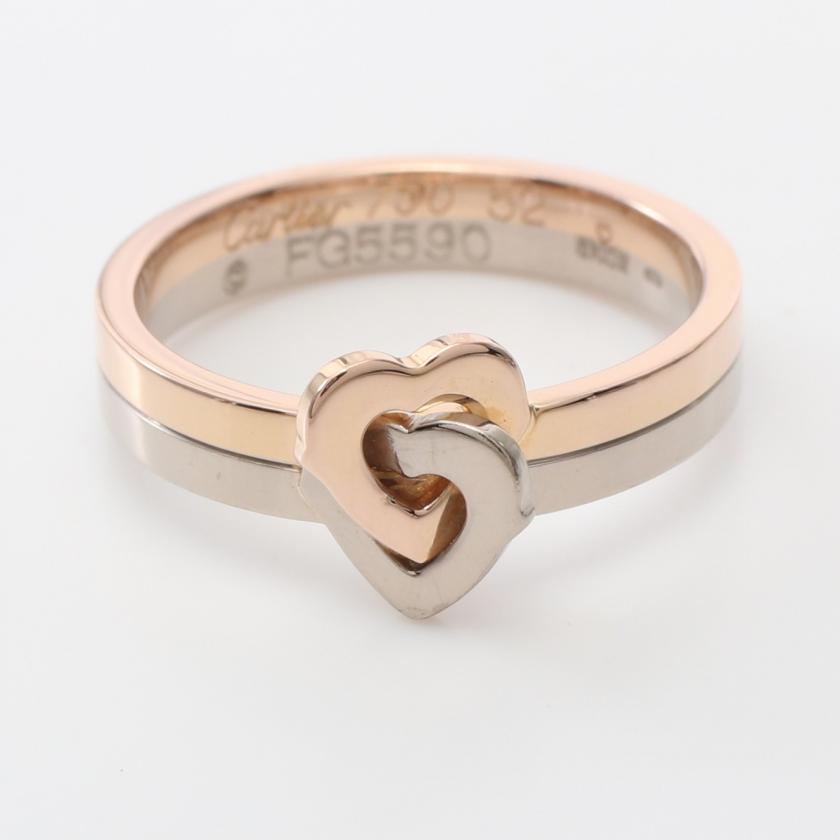 Cartier 2 Hearts Ring Ring K18pg K18wg Pink Gold White Gold 881483 - ShopShops